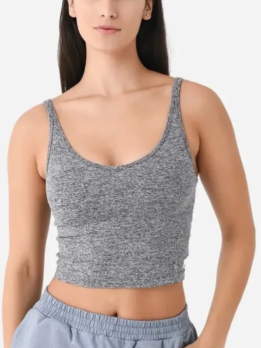 Vuori Halo Performance Crop Top Gray Heather Women’s Size Medium